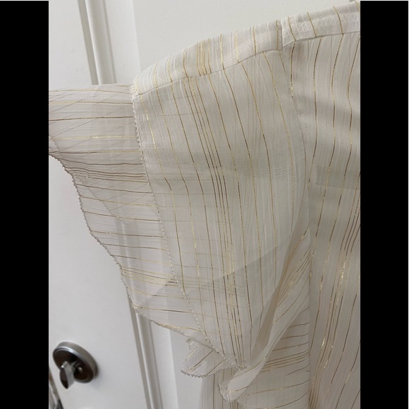 Cleobella white sheer top with gold threading. - Picture 4 of 6
